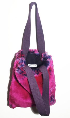 fuzzy pink and purple bag