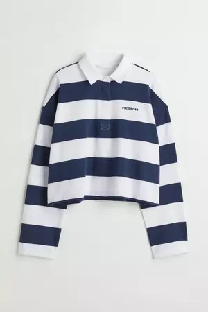 Rugby Crop Shirt - Dark blue/white striped - Ladies | H&M CA