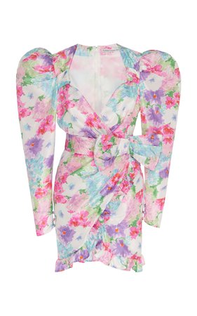Floral-Print Wrap-Effect Silk Mini Dress by Alessandra Rich | Moda Operandi