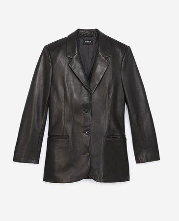 Roomy black leather jacket | The Kooples