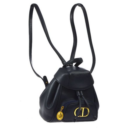 Authentic Christian Dior Backpack Hand Bag Navy Leather Vintage Spain A42333 | eBay
