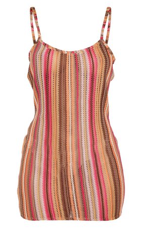 Orange Multi Knit Beach Dress | PrettyLittleThing