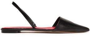 Glossed-leather Slingback Point-toe Flats