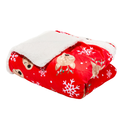 Claire's Christmas Reindeer Fleece-Lined Throw Blanket