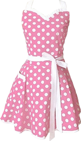 pink polka dot apron dress