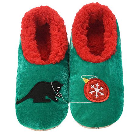Snoozies Pairables Womens Slippers - House Slippers - Cat & Xmas Ornament: Clothing