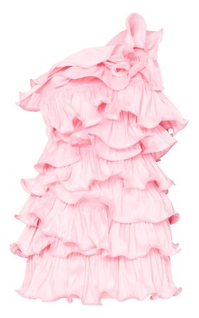 Pink One Shoulder Tiered Frill Shift Dress | PrettyLittleThing