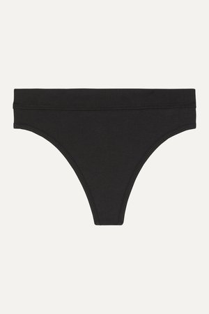 Black Robbie set of two stretch-organic cotton thongs | LÉ BUNS | NET-A-PORTER