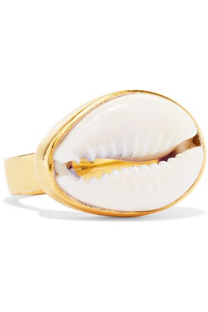 Tohum | Puka gold-plated and shell ring | NET-A-PORTER.COM