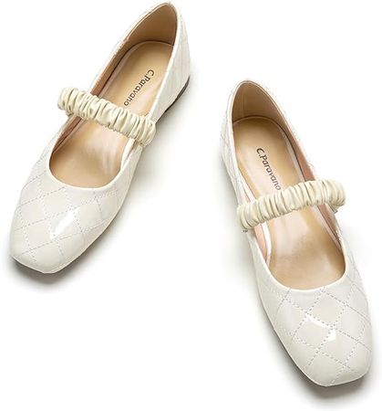 Amazon.com | C.Paravano Mary Jane Shoes for Women | Women Flats | Womens Square Toe Flats | Leather Mary Jane | Flats
