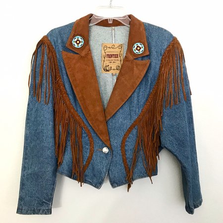 Phoenix USA Jackets & Coats | Vintage Fringed Beaded Denim Jacket | Poshmark