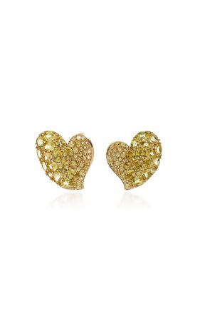 18k Gold Medium Wave Heart Earring In Yellow Sapphire By Piranesi | Moda Operandi