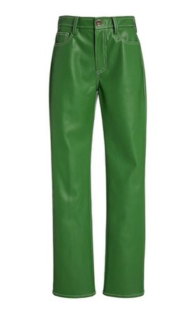 Staud green leather pants trousers