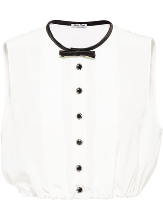 Miu Miu bow-detail cropped blouse