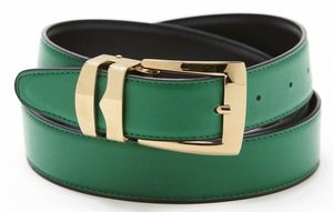 Green Belt | Reversible Belts |Gold-Tone Buckle