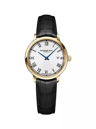 Shop Raymond Weil Toccata Goldtone Stainless Steel & Leather Strap Watch/29MM | Saks Fifth Avenue