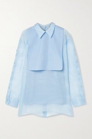 Light blue Silk-organza and cotton-poplin blouse | Fendi | NET-A-PORTER