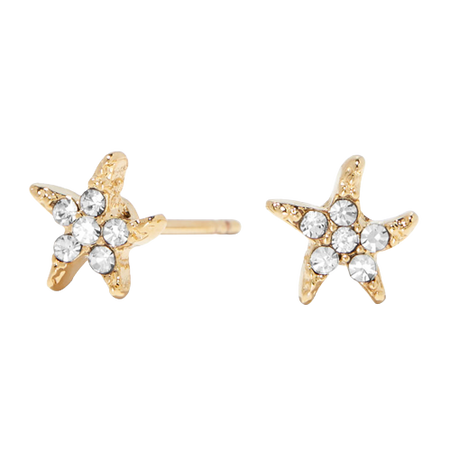 Claire's 18K Gold Plated Crystal Starfish Stud Earrings