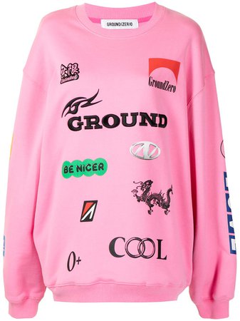 Shop pink Ground Zero multi-motif oversized sweatshirt with Express Delivery - Farfetch