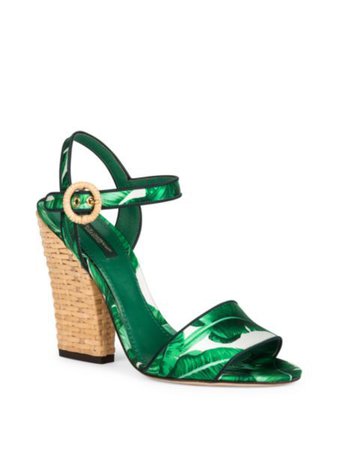 dolce and gabbana banana leaf print heels