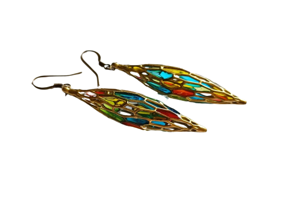 Unique Gift Idea, 3D Printed Stained Glass Earrings, Handmade Lightweight Jewelry