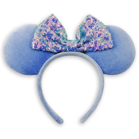 Minnie Mouse Ear Headband with Sequined Bow – Cornflower Blue | shopDisney