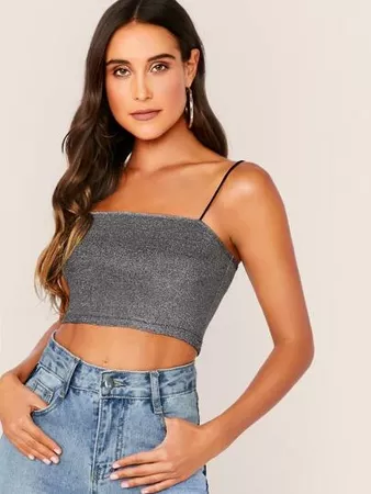 Form Fitted Glitter Cami Top | SHEIN USA