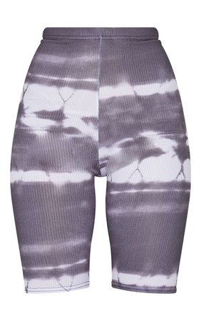 Black Tie Dye Rib Bike Shorts - New In | PrettyLittleThing USA