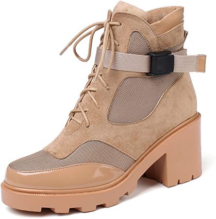 Amazon.com | vivianly Women's Lace Up Chunky Heel Platform Combat Boots Tactical Military Booties Fall Winter Ankle Boot Snake Print Shoes | Ankle & Bootie