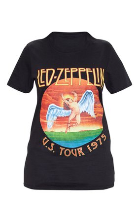 Black Led Zeppelin Angel Print T Shirt | PrettyLittleThing