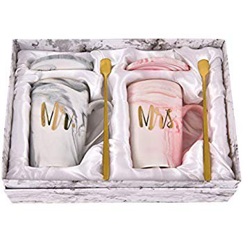 Amazon.com: Yesland 13.5 Oz Mr and Mrs Coffee Mugs, Wedding Gifts for Couple/Bride and Groom, Ceramic Marble Cups for Bridal Shower Engagement Wedding and Married Couples Anniversary: Kitchen & Dining