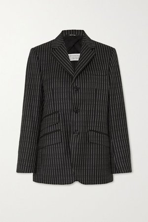 Black Wool-blend jacquard blazer | Maison Margiela | NET-A-PORTER