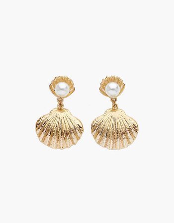 Seashell Pearl Earrings - Gold Filled - Womens - Superette | Your Fashion Destination.