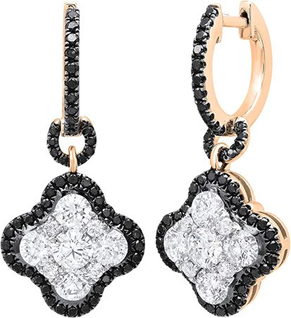 Amazon.com: Dazzlingrock Collection 2.23 Carat (ctw) Round Black & White Diamond Ladies Cluster Drop Dangle Earrings, 10K Rose Gold: Jewelry