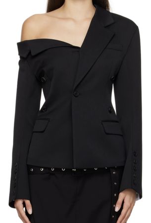 black asymmetric collar blazer rokh