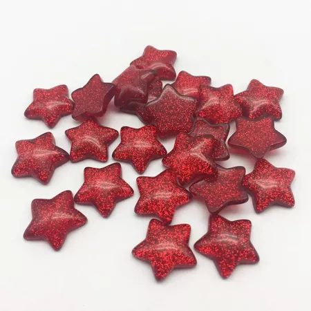 DROP SHIPPING 50pcs Red Glitter Star Flatbacks Resin Sparkle Shiny Cabochons Scrapbook Embellishments Cardmaking 16mm|Embellishments| - AliExpress