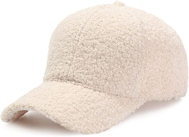 Warm Teddy Fleece Baseball Caps Faux Lamb Wool Winter Hat - Thicken Windproof Warm Hat Hip-Hop Hat for Men and Women 56-60cm (Beige - Warm Teddy Fleece, Medium 56-60cm Fit for 22-23.5") at Amazon Women’s Clothing store
