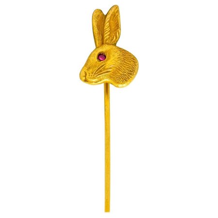 gold rabbit pin