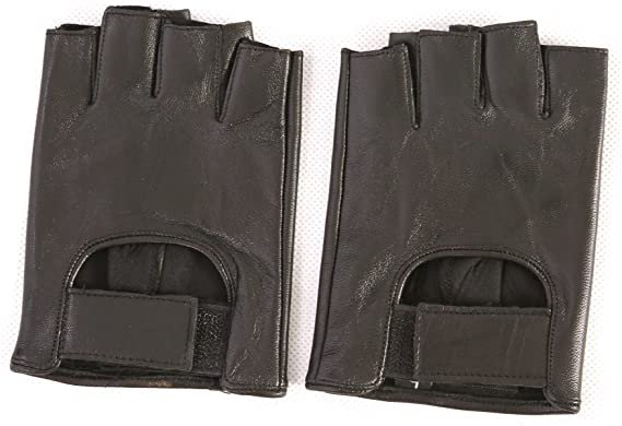 May&Maya Women's Genuine Nappa Leather Fingerless Motorcycle Fashion Driving Gloves (M, Yellow) at Amazon Women’s Clothing store