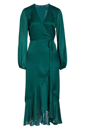 Bardot Mirela Long Sleeve Midi Wrap Dress | Nordstrom