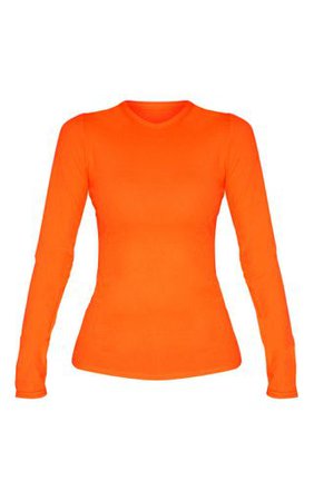 Tall Neon Orange Basic Long Sleeve Top | PrettyLittleThing