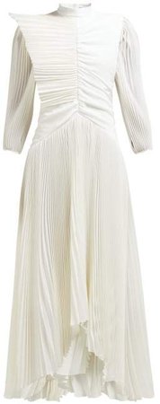 Pleated Silk Crepe De Chine Gown - Womens - Ivory