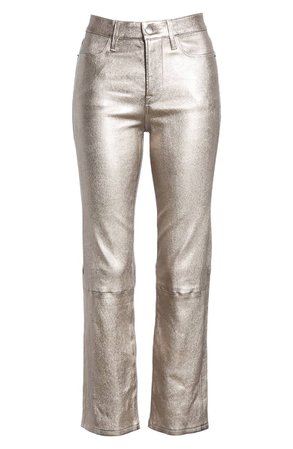 FRAME Straight Leg Metallic Leather Pants | Nordstrom