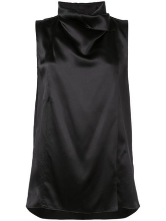 Adam Lippes Sleeveless Silk Blouse F19122DC Black | Farfetch