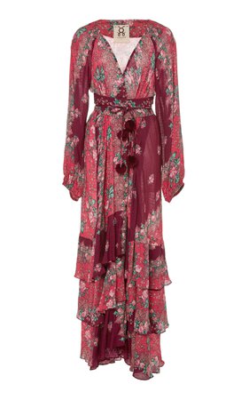 Frederica Floral-Print Tiered Chiffon Maxi Dress by Figue | Moda Operandi