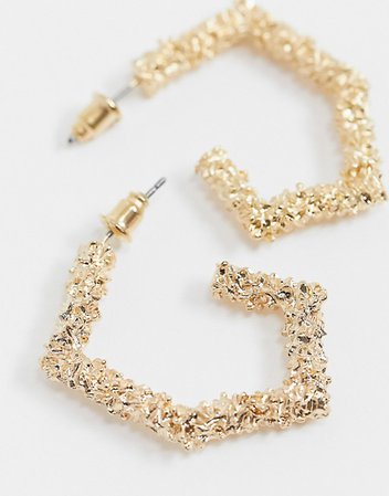 Accessorize Exclusive textured heart earrings in gold | ASOS