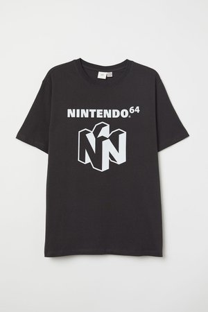 T-shirt with Printed Design - Black/Nintendo - Men | H&M US