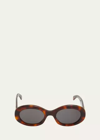 Celine Triomphe Logo Oval Acetate Sunglasses - Bergdorf Goodman