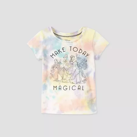 Toddler Girls' Disney Princess 'Make Today Magical' Tie-Dye Short Sleeve Graphic T-Shirt - Disney Store : Target