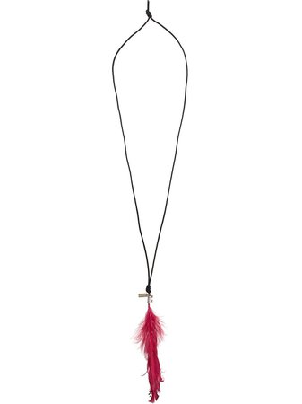 Ann Demeulemeester feather pendant necklace red & black 19028662413 - Farfetch
